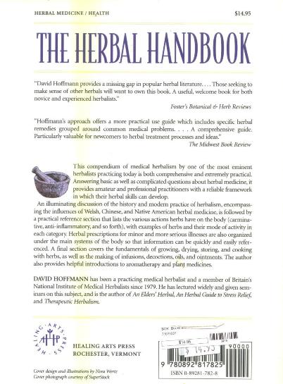 The Herbal Handbook  A User's Guide to Medical Herbalism    David Hoffman   trade Back Cover