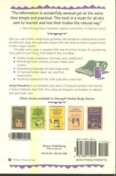 The Herbal Home Spa by Greta Breedlove Back Cover