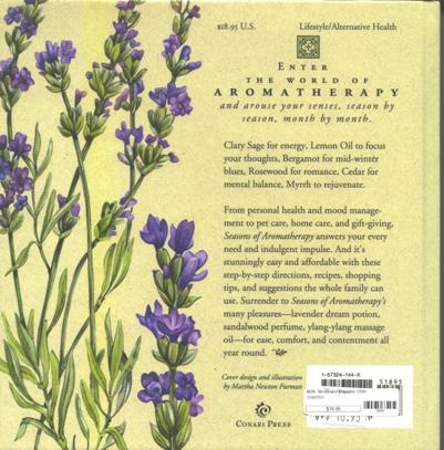 Seasons of Aromatherapy by Judith Fitzsimmons & Paula Bousquet Back Cover