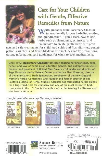 Herbal Remedies for Children's Health by Rosemary Gladstar Back Cover