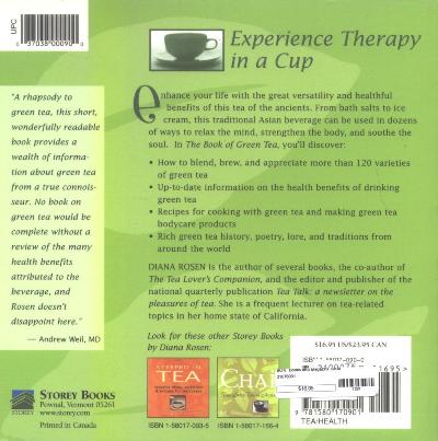 The book of Green Tea by Diana Rosen Back Cover