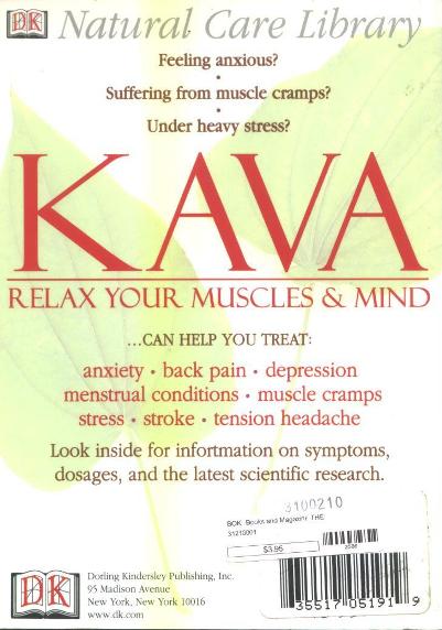 Kava:  Relax your Muscles & Mind by Stephanie Pederson Back Cover