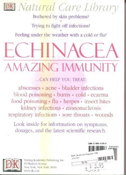 Echinacea: Amazing Immunity by Stephanie Pederson Back Cover
