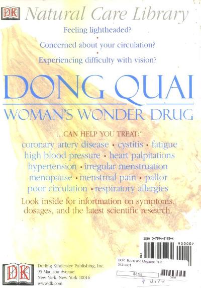 Dong Quai: Woman's Wonder Drug by Stephanie Pederson Back Cover