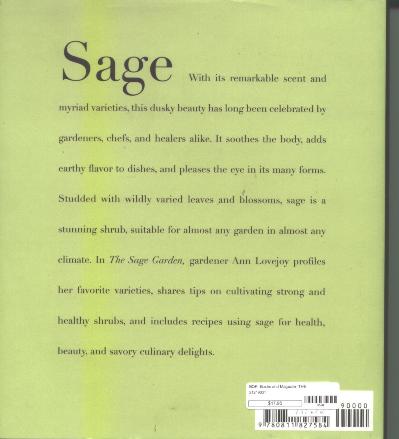 The Sage Garden by Lovejoy & Crawford Back Cover